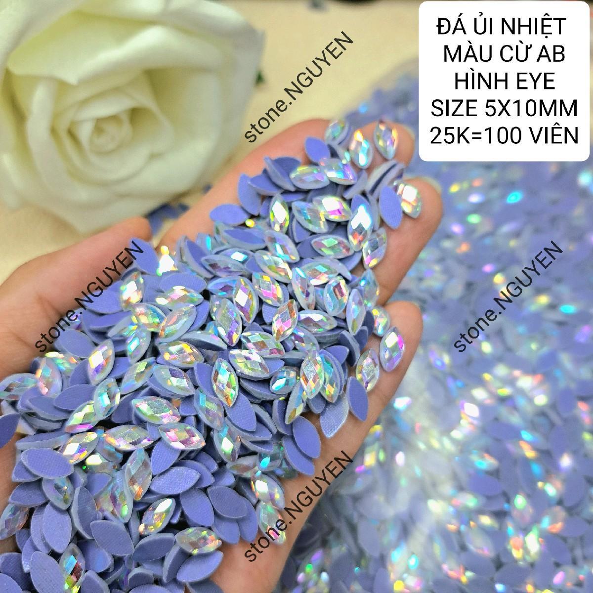 [ 100 VIÊN ] ĐÁ HÌNH EYE / LÁ / HẠT GẠO SIZE 5x10MM - ĐÁ ỦI NHIỆT - ĐÁ ĐÍNH ÁO TRANG TRÍ MAY MẶC-duoc-ban-tai-0776610669.STONE.NGUYEN