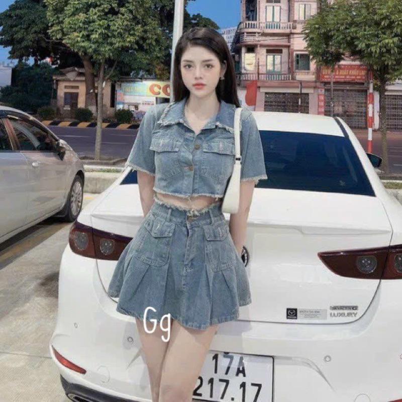 Set Bò Croptop 2 Kiểu, Set Đồ Nữ Áo Jean Croptop Kèm Chân Váy  Kiểu Hàn Quốc Tôn Dáng Sang Chảnh, Điệu Đà M735-1-duoc-ban-tai-ANNA'S STORE CHUYÊN SỈ