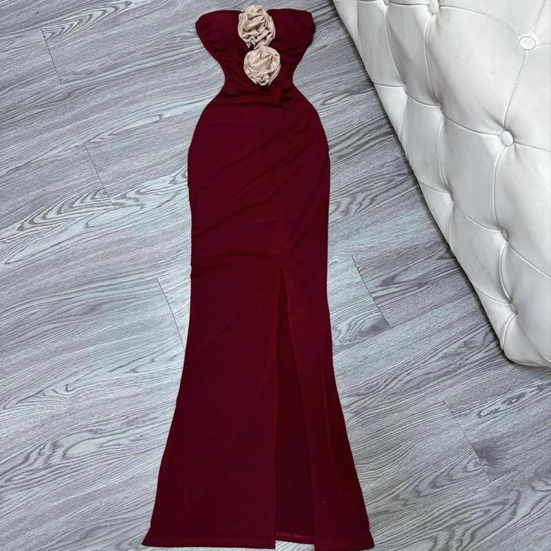 Đầm Dài Dự Tiệc Sang Chảnh  Váy body Cúp Ngực ,Cổ khoét sâu dáng dài sexy kết hoa Xẻ Tà  M1317-2-duoc-ban-tai-ANNA'S STORE CHUYÊN SỈ