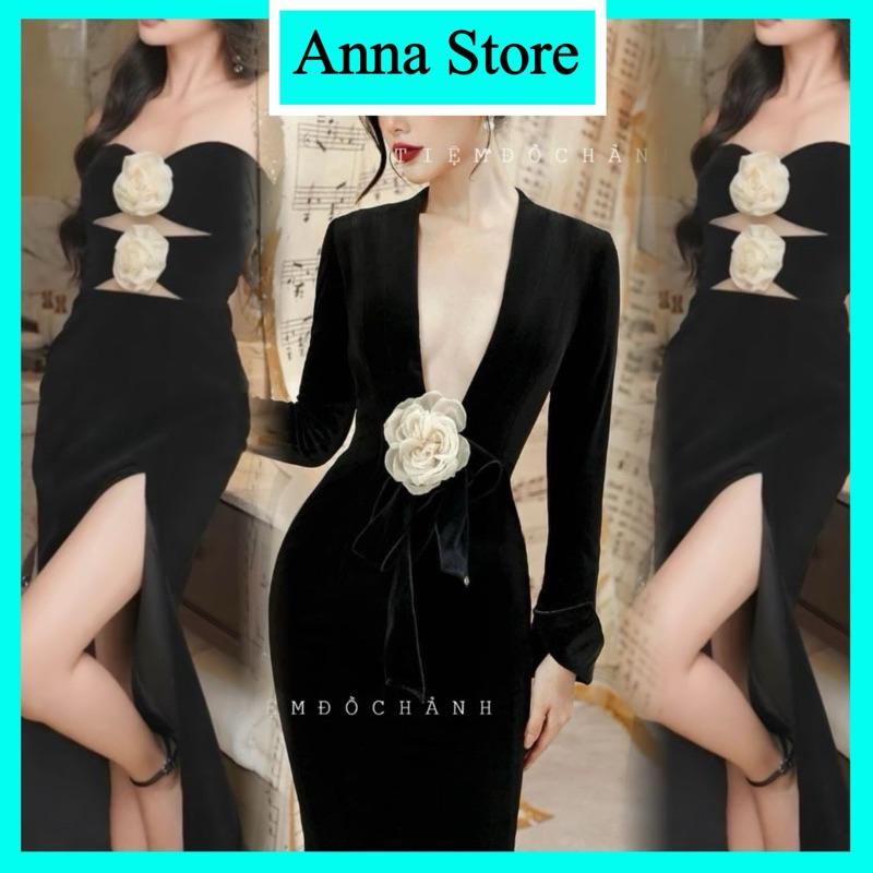 Đầm Dài Dự Tiệc Sang Chảnh  Váy body Cúp Ngực ,Cổ khoét sâu dáng dài sexy kết hoa Xẻ Tà  M1317-2-duoc-ban-tai-ANNA'S STORE CHUYÊN SỈ