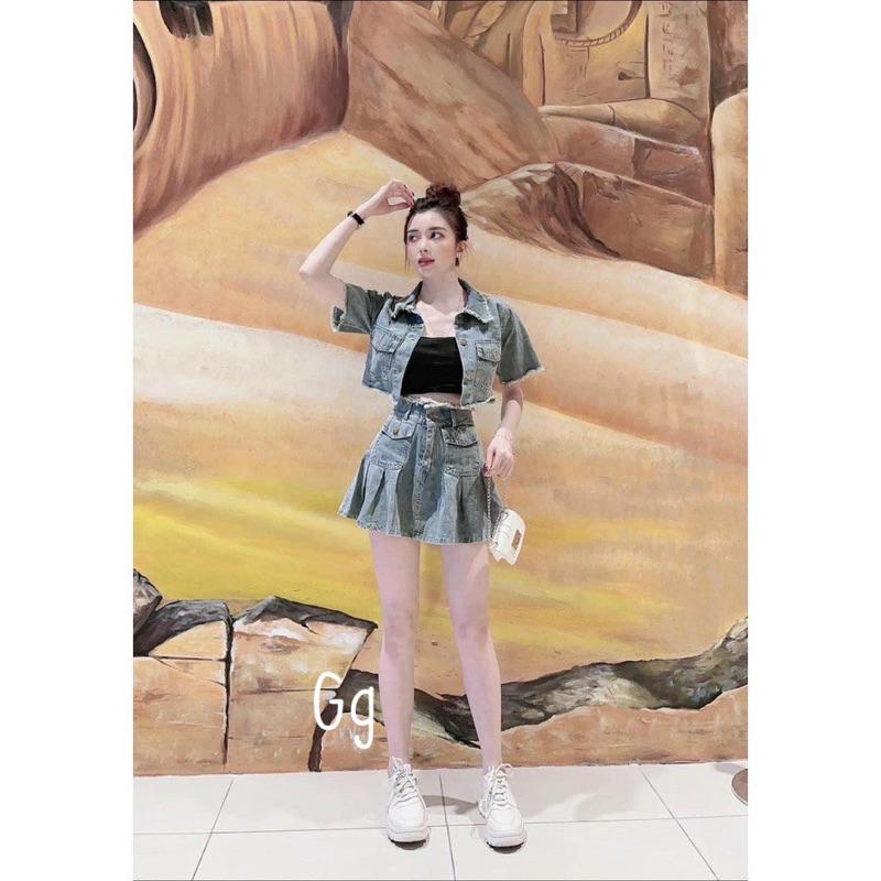 Set Bò Croptop 2 Kiểu, Set Đồ Nữ Áo Jean Croptop Kèm Chân Váy  Kiểu Hàn Quốc Tôn Dáng Sang Chảnh, Điệu Đà M735-1-duoc-ban-tai-ANNA'S STORE CHUYÊN SỈ