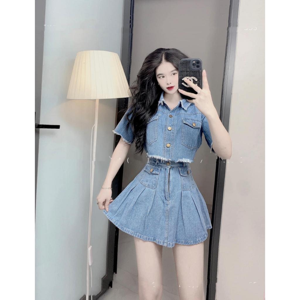Set Bò Croptop 2 Kiểu, Set Đồ Nữ Áo Jean Croptop Kèm Chân Váy  Kiểu Hàn Quốc Tôn Dáng Sang Chảnh, Điệu Đà M735-1-duoc-ban-tai-ANNA'S STORE CHUYÊN SỈ