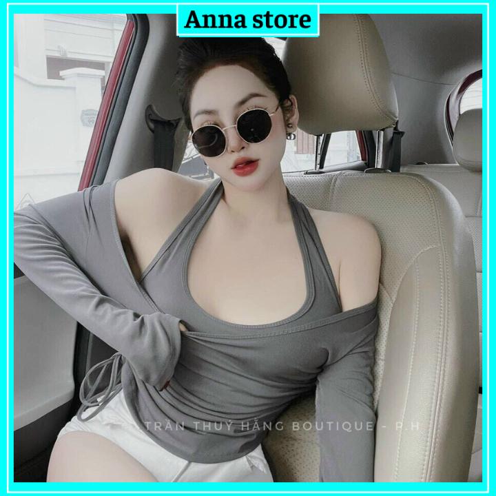 Áo Trễ Vai Hai Dây Tay Ngắn Cổ Yếm Trơn Phong Cách Hàn Quốc M900-1-duoc-ban-tai-ANNA'S STORE CHUYÊN SỈ