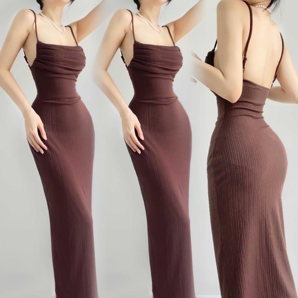 Đầm Váy Body Cổ Đổ Hở Lưng Sang Trọng Mặc Đi Du Lịch Đi Biển Đi Tiệc Sự Kiện Sang Chảnh (Hàng chuẩn ảnh ) M513N-duoc-ban-tai-ANNA'S STORE CHUYÊN SỈ