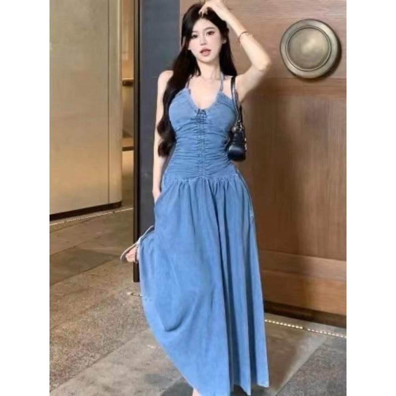 [ Kèm Quà Tặng Khi Mua] Váy Bò Rút Dây Cổ Yếm Sexy Mặc Đi Biển Siêu Xinh Chất Vải Mềm Mịn Thoáng Mát Thấm Hút Mồ Hôi1544-duoc-ban-tai-ANNA'S STORE CHUYÊN SỈ
