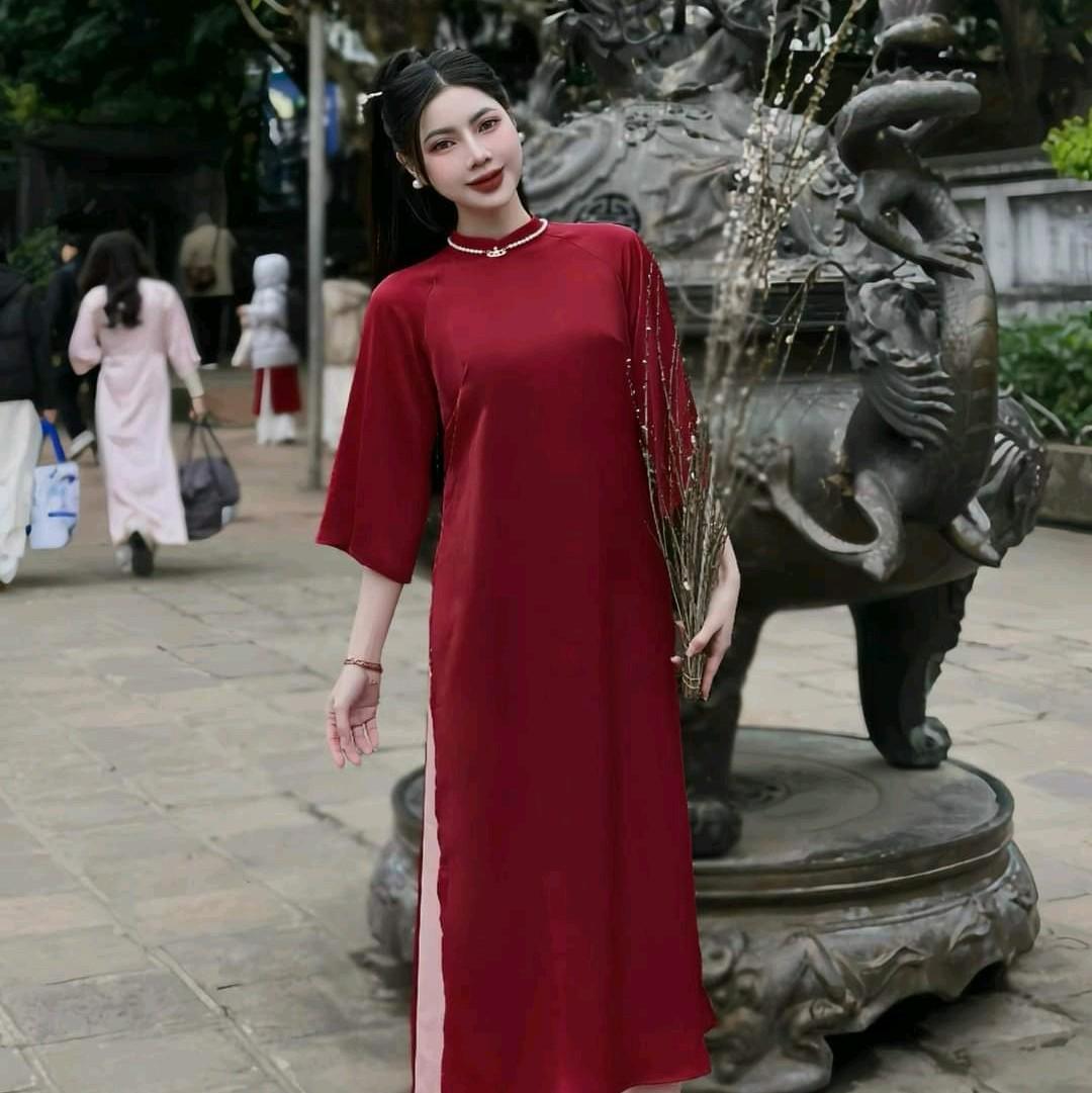 Áo Dài Gấm Dáng Xuông Đủ Màu Cho Các Chị Chọn Cổ chữ V Nữ-duoc-ban-tai-tigtig1a