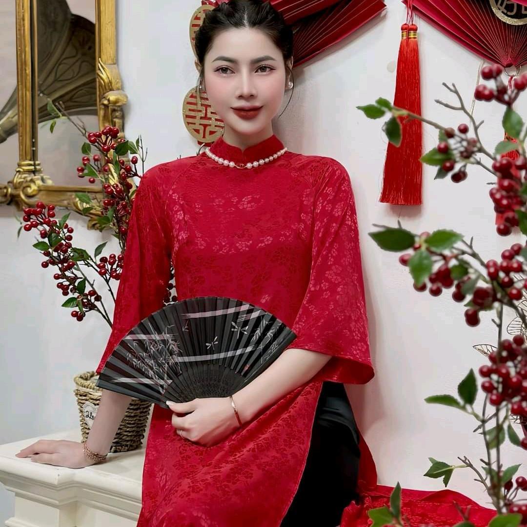 Áo Dài Gấm Dáng Xuông Đủ Màu Cho Các Chị Chọn Cổ chữ V Nữ-duoc-ban-tai-tigtig1a