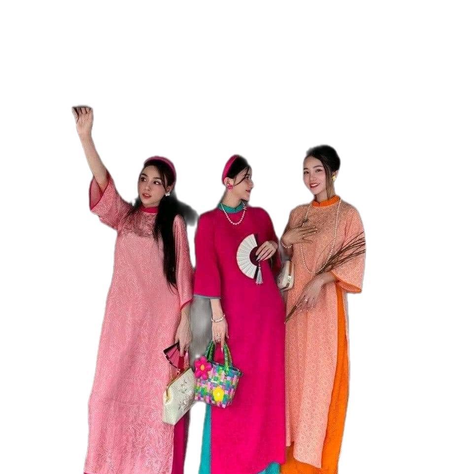 Áo Dài Gấm Dáng Xuông Đủ Màu Cho Các Chị Chọn Cổ chữ V Nữ-duoc-ban-tai-tigtig1a
