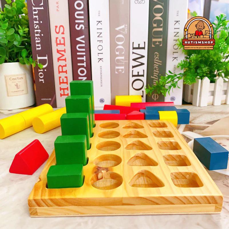 Đồ chơi giáo dục montessori xếp trụ so sánh cao thấp Autismshop-duoc-ban-tai-Autismshop.vn-Đồ chơi sách học liệu giáo dục đặc biệt