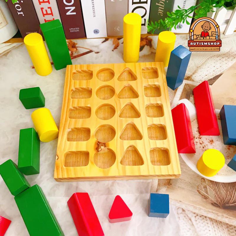 Đồ chơi giáo dục montessori xếp trụ so sánh cao thấp Autismshop-duoc-ban-tai-Autismshop.vn-Đồ chơi sách học liệu giáo dục đặc biệt