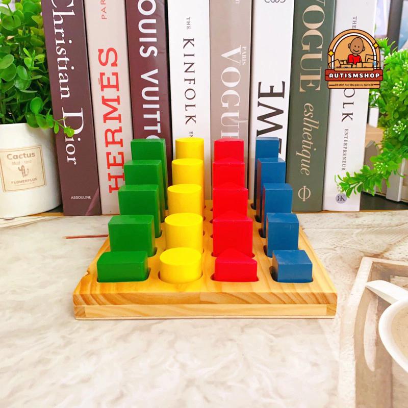 Đồ chơi giáo dục montessori xếp trụ so sánh cao thấp Autismshop-duoc-ban-tai-Autismshop.vn-Đồ chơi sách học liệu giáo dục đặc biệt