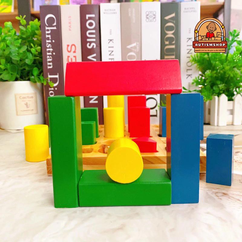 Đồ chơi giáo dục montessori xếp trụ so sánh cao thấp Autismshop-duoc-ban-tai-Autismshop.vn-Đồ chơi sách học liệu giáo dục đặc biệt