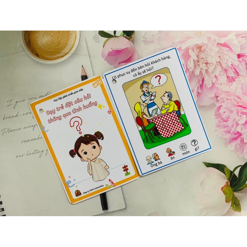 ❤️[Yêu thích]🥰Học liệu dạy trẻ đặt câu hỏi thông qua tình huống Autismshop-duoc-ban-tai-Autismshop.vn-Đồ chơi sách học liệu giáo dục đặc biệt