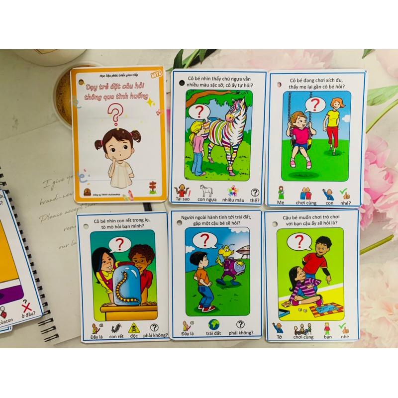 ❤️[Yêu thích]🥰Học liệu dạy trẻ đặt câu hỏi thông qua tình huống Autismshop-duoc-ban-tai-Autismshop.vn-Đồ chơi sách học liệu giáo dục đặc biệt