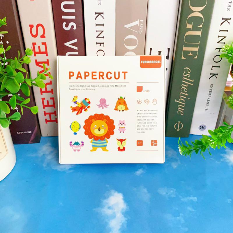 Bộ cắt giấy Paper cut 100 tờ nhiều chủ đề tặng kèm 2 kéo-duoc-ban-tai-Autismshop.vn-Đồ chơi sách học liệu giáo dục đặc biệt