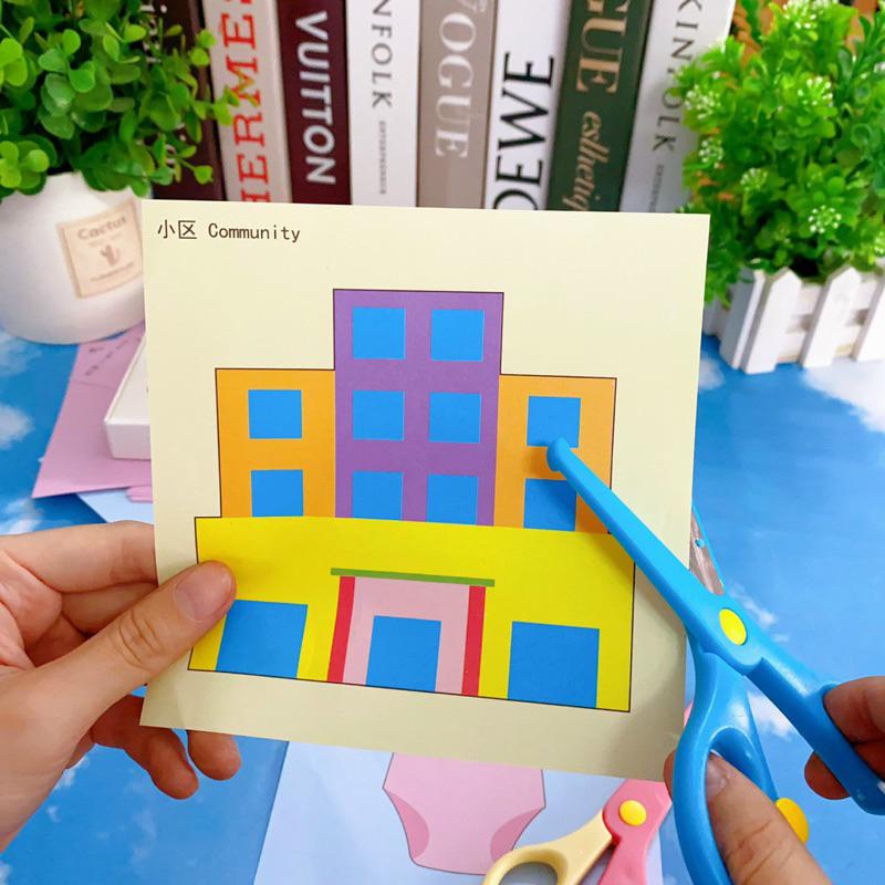 Bộ cắt giấy Paper cut 100 tờ nhiều chủ đề tặng kèm 2 kéo-duoc-ban-tai-Autismshop.vn-Đồ chơi sách học liệu giáo dục đặc biệt