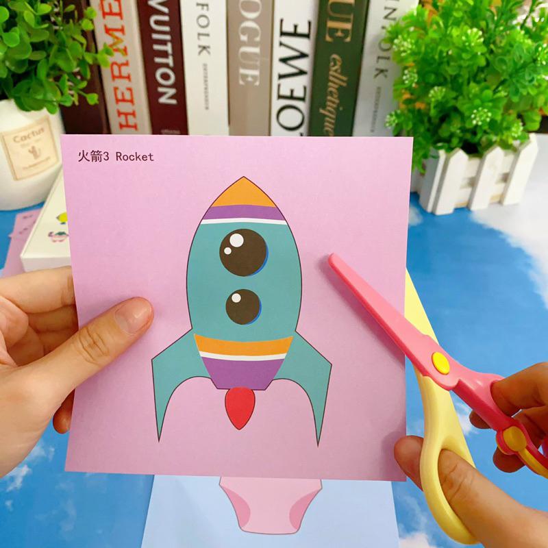 Bộ cắt giấy Paper cut 100 tờ nhiều chủ đề tặng kèm 2 kéo-duoc-ban-tai-Autismshop.vn-Đồ chơi sách học liệu giáo dục đặc biệt