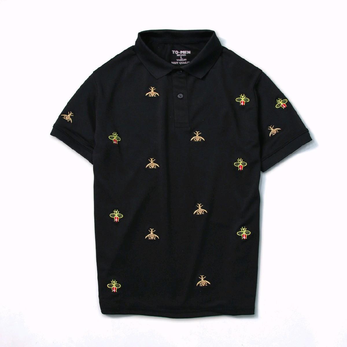 Mã Polo Cao Cấp Họa Tiết Thêu Hình Con Ong, Áo Có 2 Màu  Đen- Trắng Menswear Áo Shirt Có Cổ thông thường thanh lịch Ngắn Tay-duoc-ban-tai-BB-STore 2023