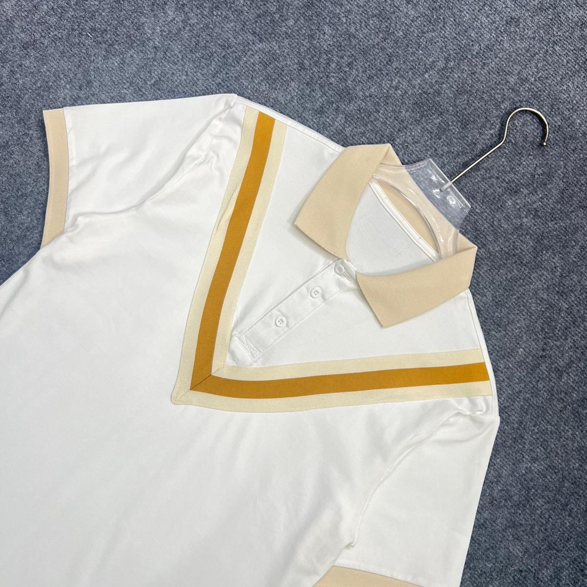 Áo Polo Dệt Viền V Kem  Vàng, Áo Có 2 Màu Đen- Trắng ,Chất Cotton Co Dãn Nam Menswear Polo Có Cổ Shirt Ngắn Tay Tay Ngắn Jean Thun-duoc-ban-tai-BB-STore 2023