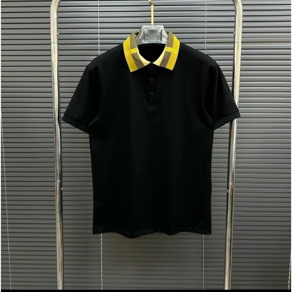 MÃ ÁO THUN TRỤ CAO CẤP BO CỔ DỆT KẺ VÀNG, ÁO CÓ 2 MÀU ĐEN- TRẮNG, CHẤT COTTON CO DANCX-duoc-ban-tai-BB-STore 2023