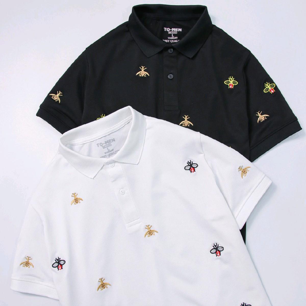 Mã Polo Cao Cấp Họa Tiết Thêu Hình Con Ong, Áo Có 2 Màu  Đen- Trắng Menswear Áo Shirt Có Cổ thông thường thanh lịch Ngắn Tay-duoc-ban-tai-BB-STore 2023