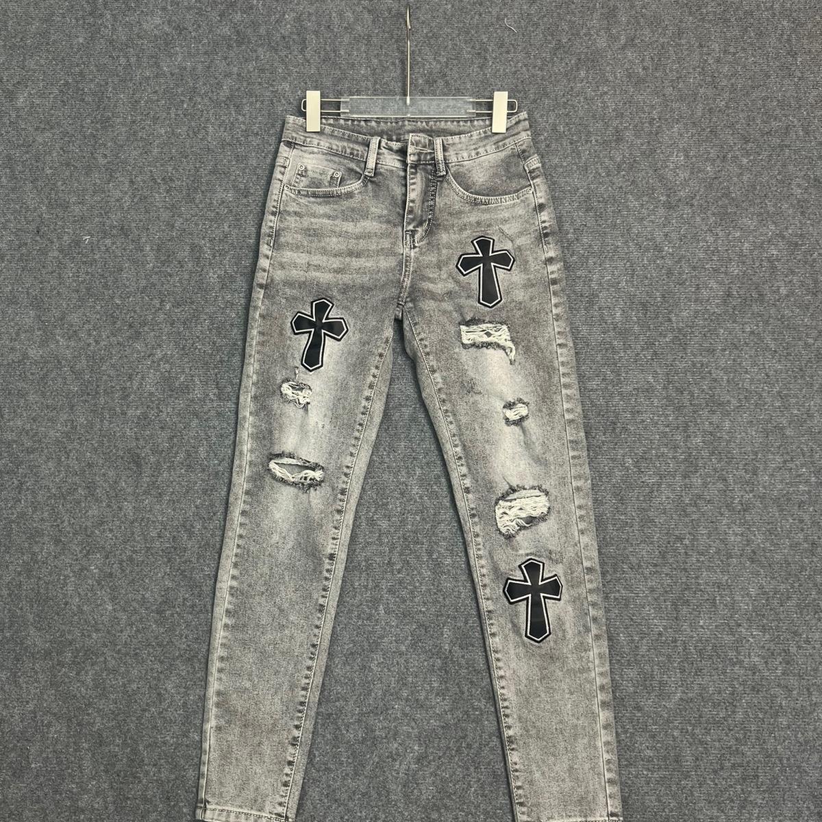 Quần Jean Nam Thêu Chữ Thập Phong Cách Sang Trọng - Có Túi Menswear Cotton quần  jeans Pants Tre-duoc-ban-tai-BB-STore 2023