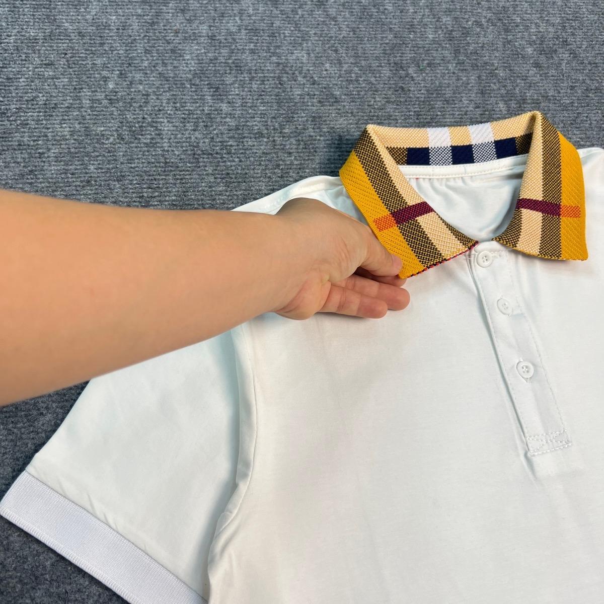 Áo Polo Nam Cao Cấp Bo Cổ Dệt Gai Kẻ Cổ Vàng Đen-Trắng, Chất Cotton Co Dãn - Ngắn Tay, Thun Menswear-duoc-ban-tai-BB-STore 2023