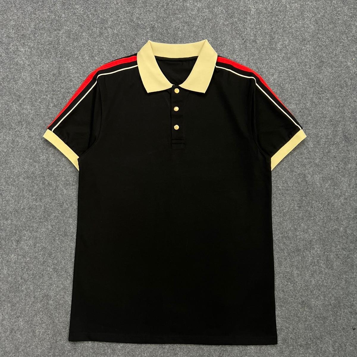 Áo Polo Nam Phối Viền Vai Cúc Bấm Kim Loại Vàng, Áo Có Hai Màu Đen -Trắng, Chất Cotton Co Dãn .-duoc-ban-tai-BB-STore 2023