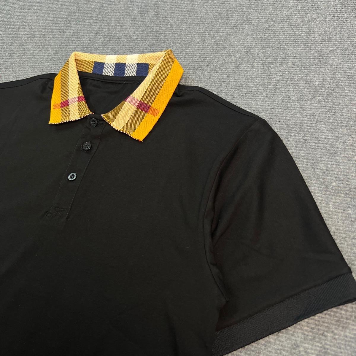 Áo Polo Nam Cao Cấp Bo Cổ Dệt Gai Kẻ Cổ Vàng Đen-Trắng, Chất Cotton Co Dãn - Ngắn Tay, Thun Menswear-duoc-ban-tai-BB-STore 2023