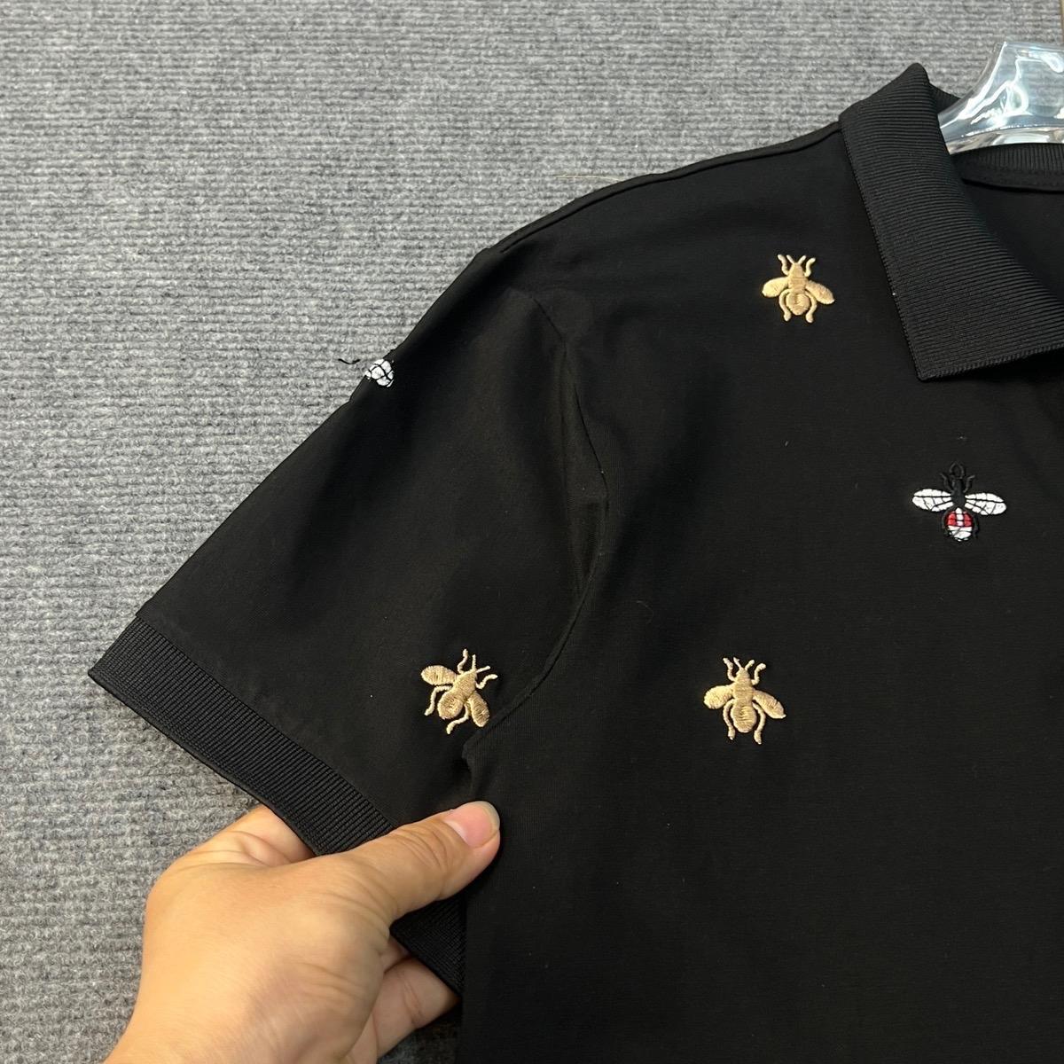 Mã Áo Thun Trụ Nam Cao Cấp Thêu Ong Cúc Kim Loại  Bấm, Áo Có 2 Màu Đen Trắng, Chất Cotton Co Dãn. Menswear Polo Có Cổ Shirt-duoc-ban-tai-BB-STore 2023