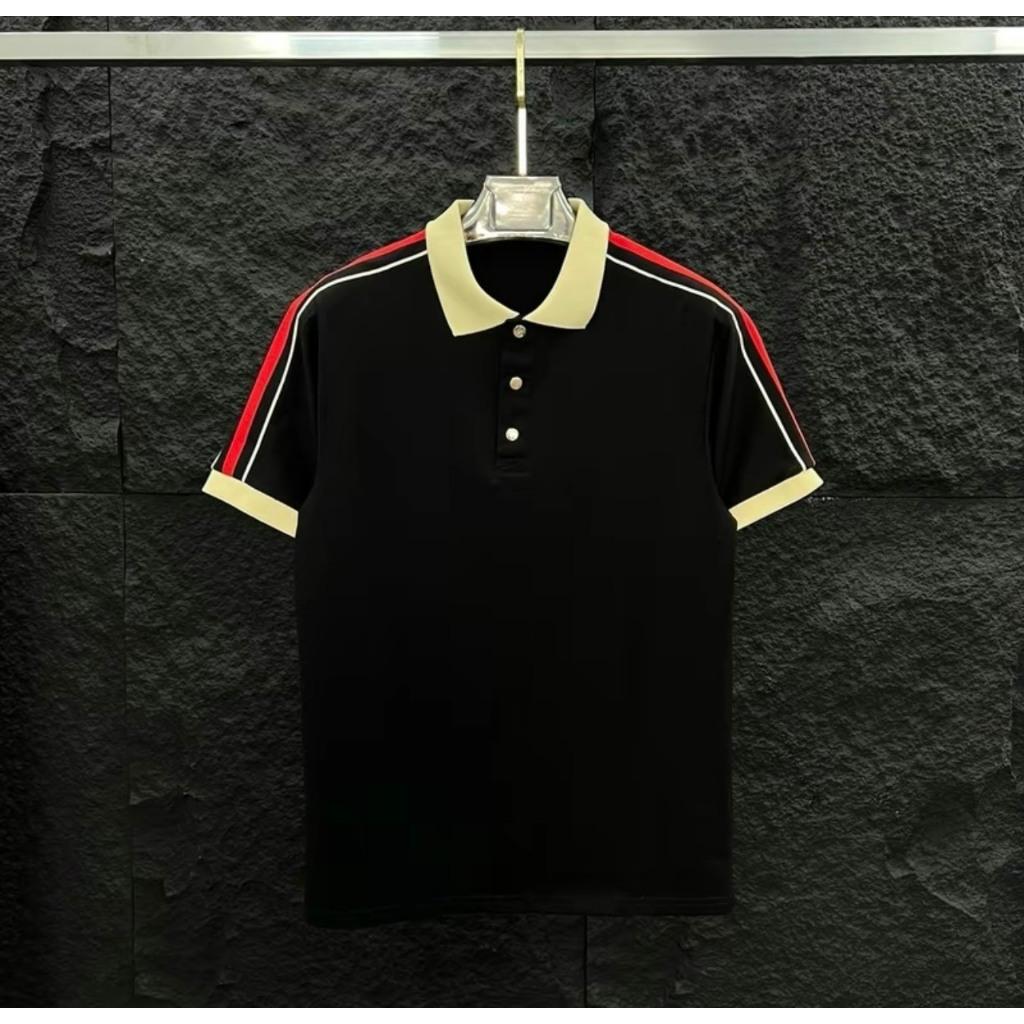 Áo thun trụ polo cao cấp phối viền cúc bấm kim loại Đen - Trắng-duoc-ban-tai-BB-STore 2023