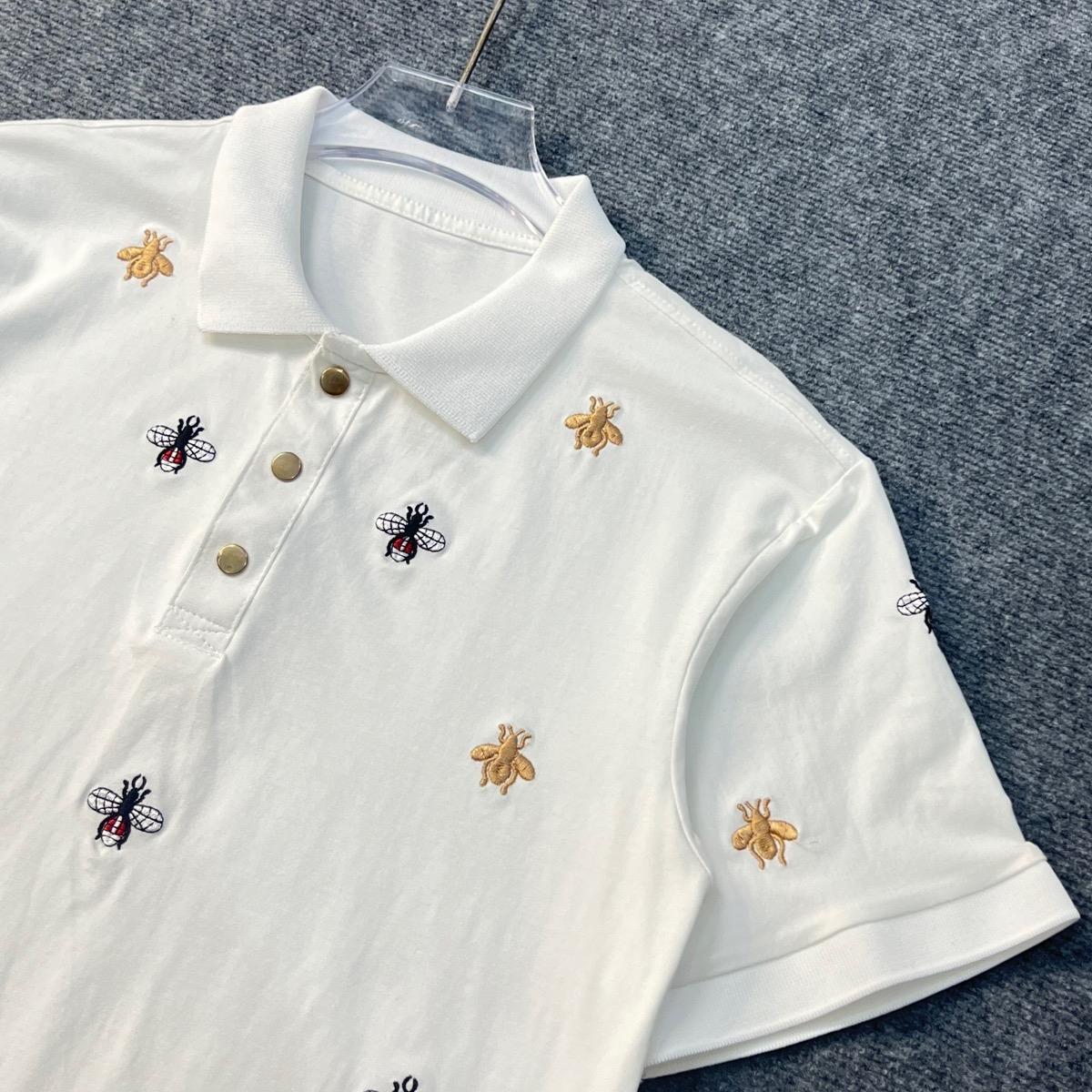 Mã Áo Thun Trụ Nam Cao Cấp Thêu Ong Cúc Kim Loại  Bấm, Áo Có 2 Màu Đen Trắng, Chất Cotton Co Dãn. Menswear Polo Có Cổ Shirt-duoc-ban-tai-BB-STore 2023