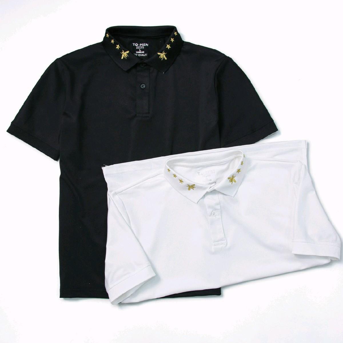 Mã Polo Cao Cấp Họa Tiết Thêu Ong Ở Cổ ,  Áo Có 2 Màu Đen- Trắng. Menswear Áo Ngắn Tay Shirt thông thường thanh lịch Có Cổ Nhung-duoc-ban-tai-BB-STore 2023