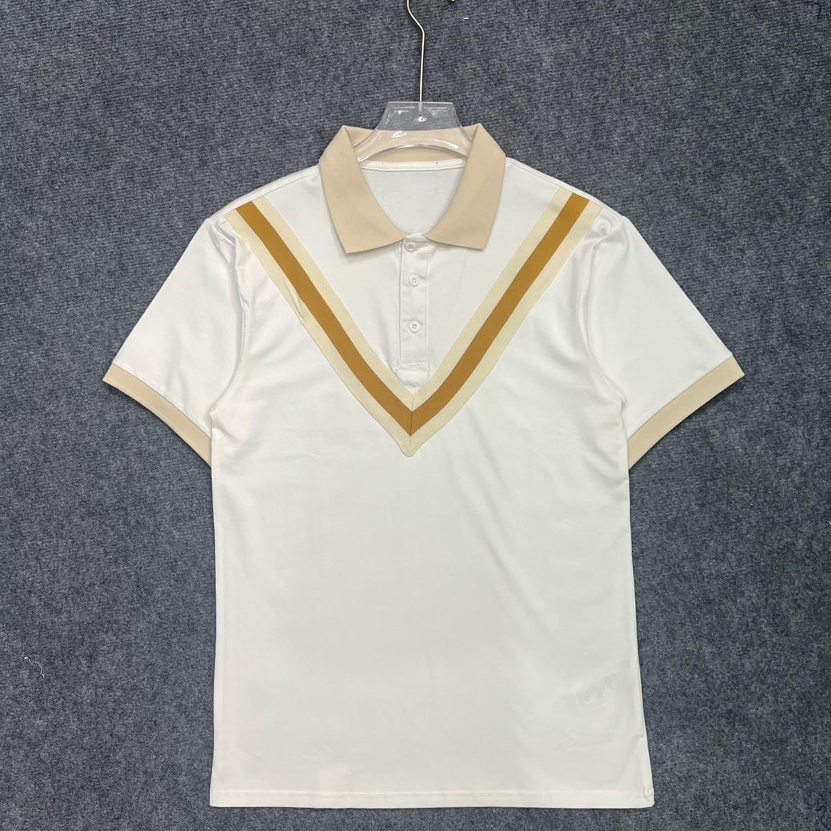 Áo Polo Dệt Viền V Kem  Vàng, Áo Có 2 Màu Đen- Trắng ,Chất Cotton Co Dãn Nam Menswear Polo Có Cổ Shirt Ngắn Tay Tay Ngắn Jean Thun-duoc-ban-tai-BB-STore 2023