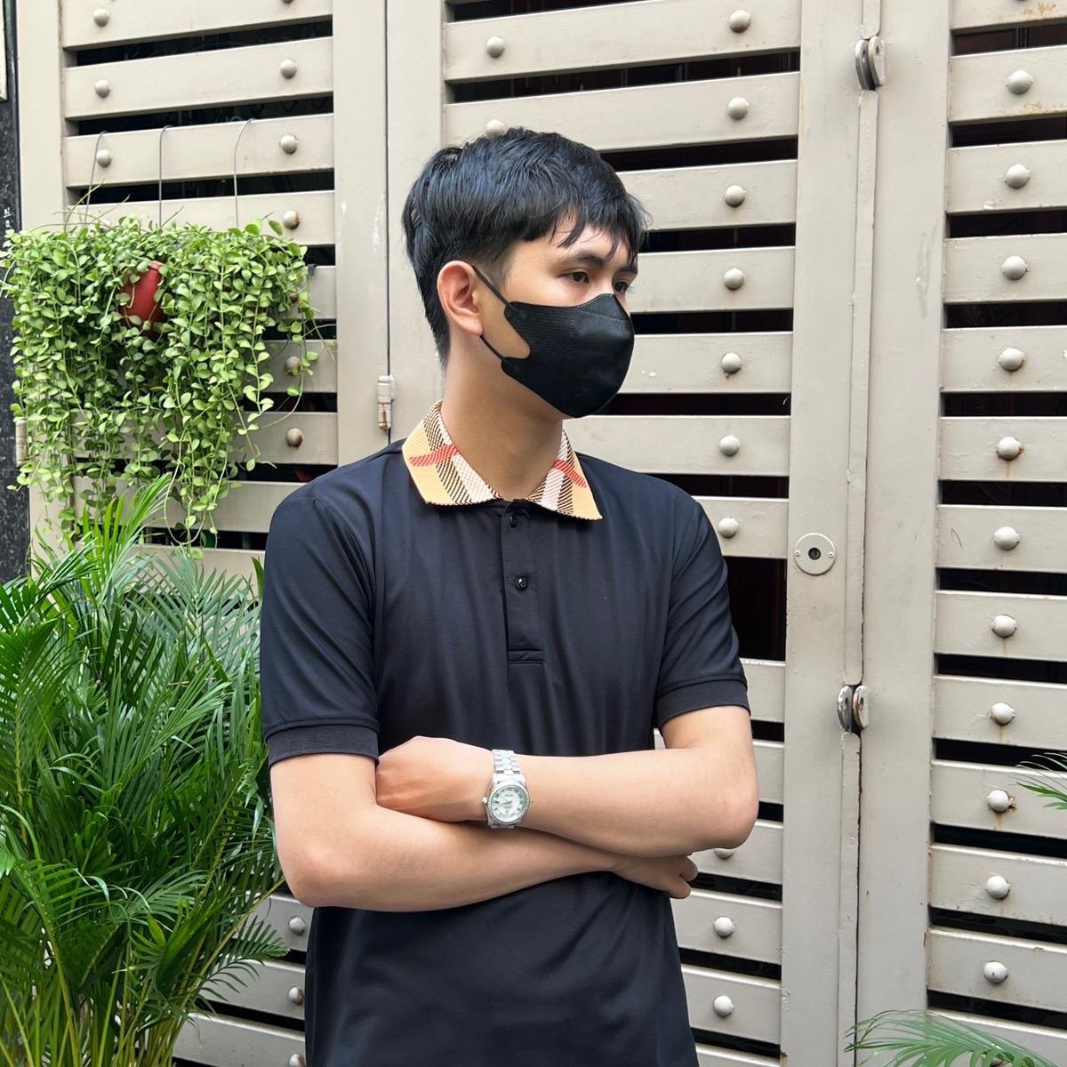 Áo Polo Nam Cao Cấp Bo Cổ Dệt Gai Hoạ Tiết B.R - Chất Cotton Gai Dệt Kim Sợi Nhỏ - Đen/Trắng - Size M/L/XL/XXL Menswear Ngắn Tay-duoc-ban-tai-BB-STore 2023