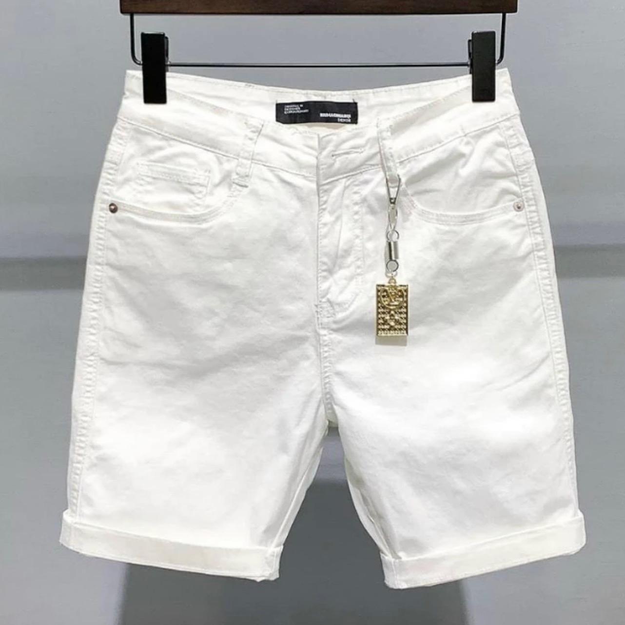 Mã Short Jean Trơn Cao Cấp Trắng- Đen. Menswear Cotton Quần Có Túi  Màu Trắng-duoc-ban-tai-BB-STore 2023