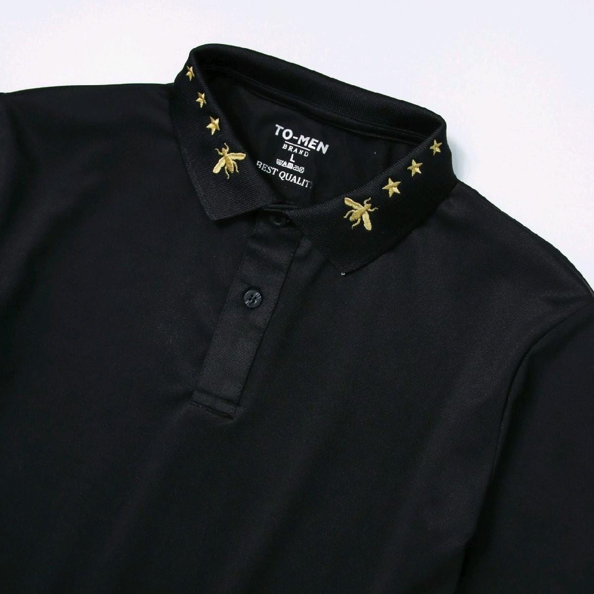 Mã Polo Cao Cấp Họa Tiết Thêu Ong Ở Cổ ,  Áo Có 2 Màu Đen- Trắng. Menswear Áo Ngắn Tay Shirt thông thường thanh lịch Có Cổ Nhung-duoc-ban-tai-BB-STore 2023