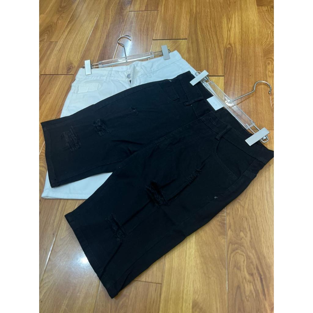 Mã quần short jean rách trắng- đen-duoc-ban-tai-BB-STore 2023