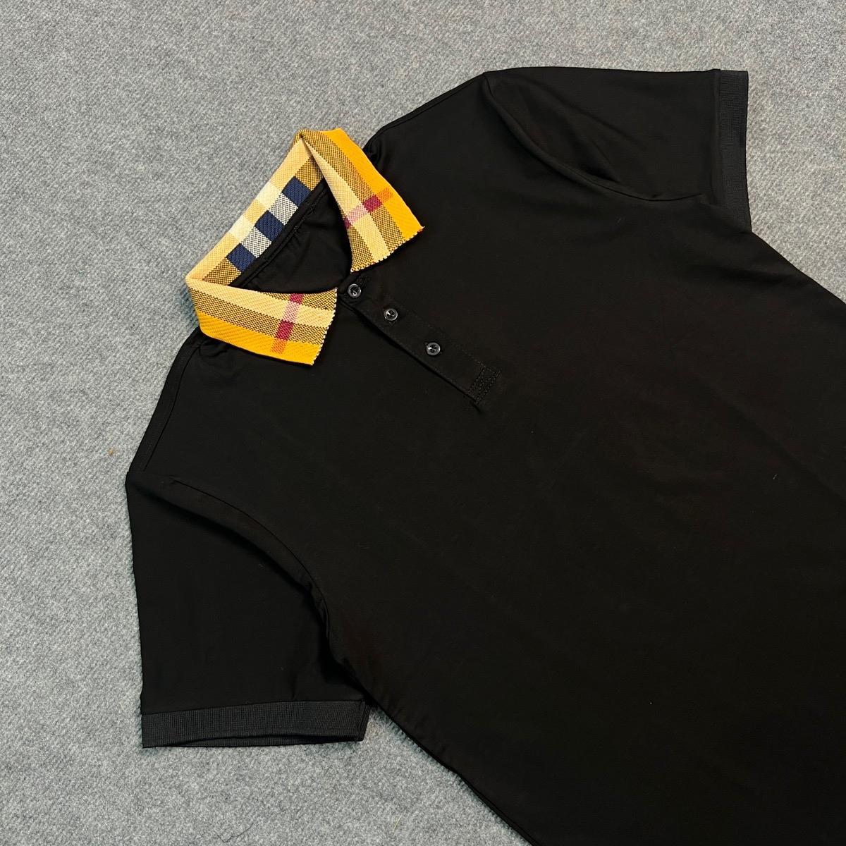 Áo Polo Nam Cao Cấp Bo Cổ Dệt Gai Kẻ Cổ Vàng Đen-Trắng, Chất Cotton Co Dãn - Ngắn Tay, Thun Menswear-duoc-ban-tai-BB-STore 2023