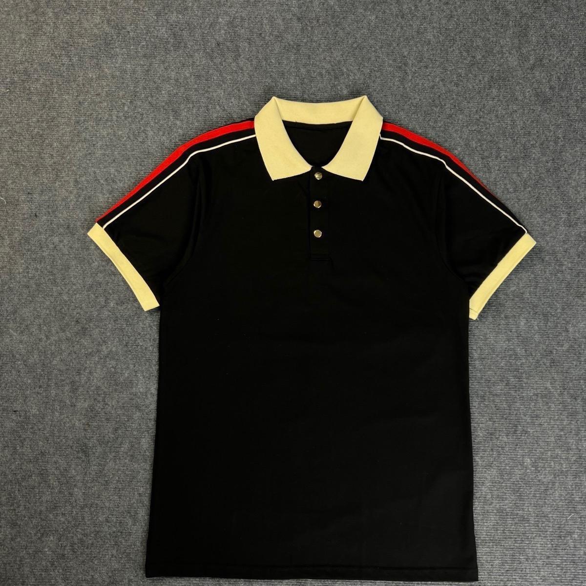 Áo Polo Nam Phối Viền Vai Cúc Bấm Kim Loại Vàng, Áo Có Hai Màu Đen -Trắng, Chất Cotton Co Dãn .-duoc-ban-tai-BB-STore 2023