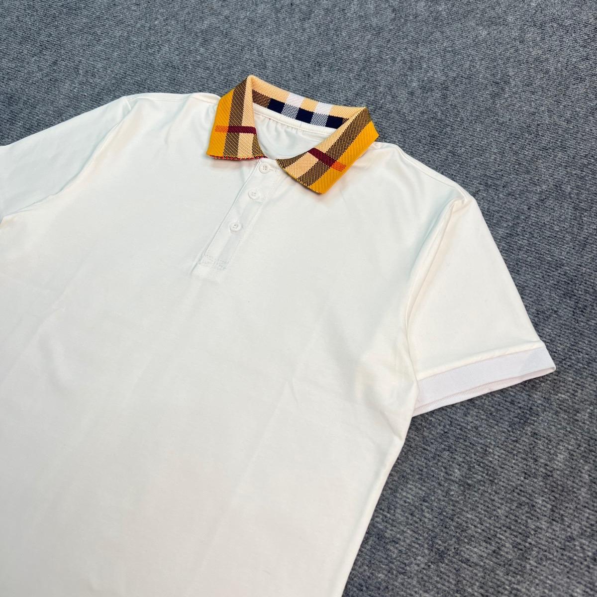 Áo Polo Nam Cao Cấp Bo Cổ Dệt Gai Kẻ Cổ Vàng Đen-Trắng, Chất Cotton Co Dãn - Ngắn Tay, Thun Menswear-duoc-ban-tai-BB-STore 2023