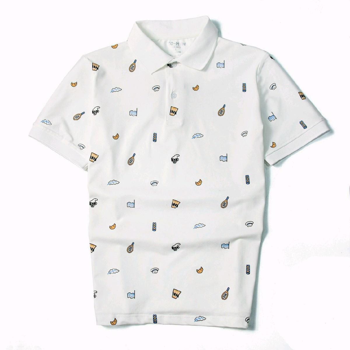 Mã Polo Cao Cấp In Hình Họa Tiết Ticket, Áo Có 2 Màu Be - Trắng Menswear Nam Shirt Ngắn Tay Có Cổ-duoc-ban-tai-BB-STore 2023