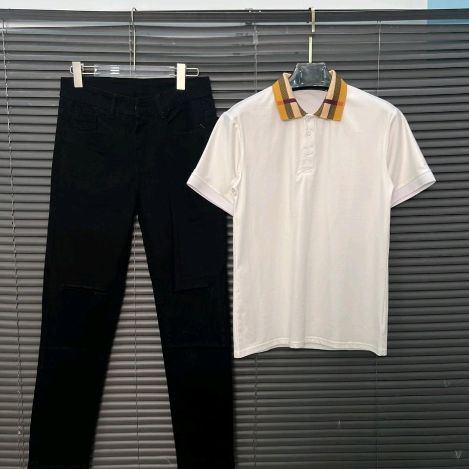 Set Bộ Phối Quần Jean Nam Đen Rách Và Thun Trụ Trắng Bo Cổ Dệt Hoạ Tiết BBB.R Menswear Áo  Cotton-duoc-ban-tai-BB-STore 2023