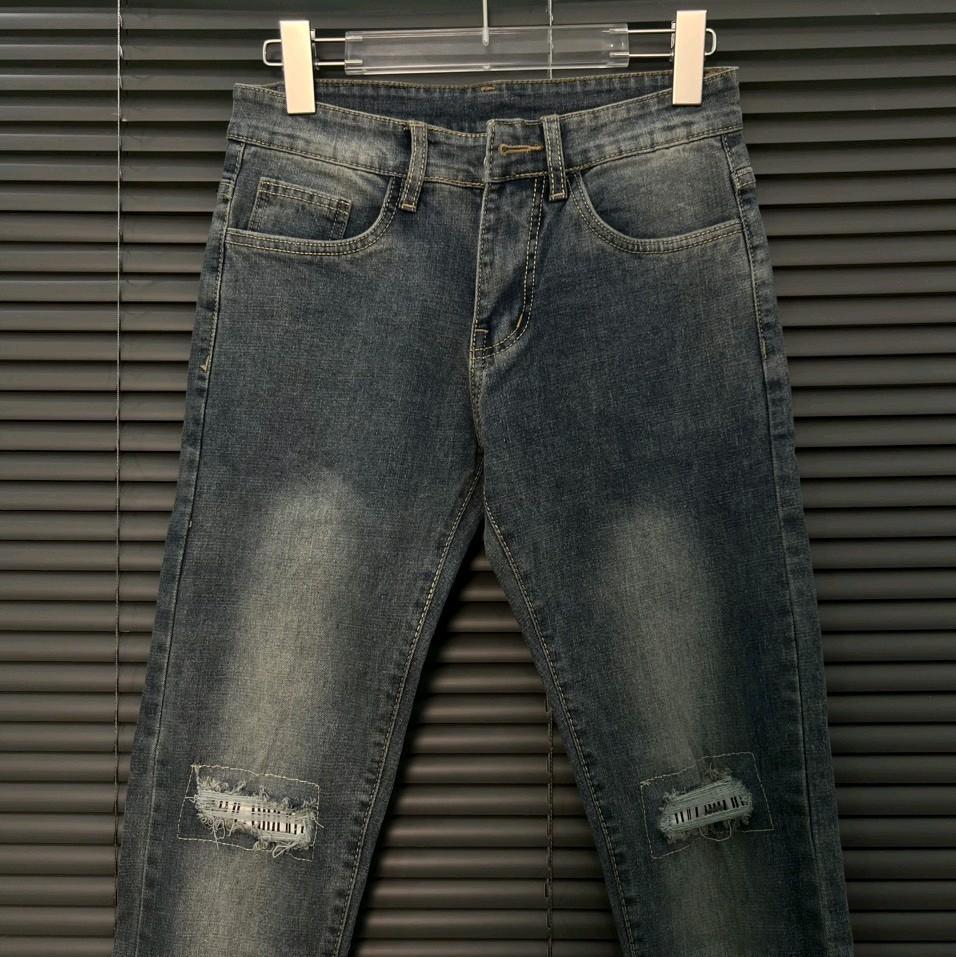 Mã Quần Jean Nam Màu Xanh Rách Gối Bạ 2M MSP 04. Menswear Cotton Có Túi Pants-duoc-ban-tai-BB-STore 2023