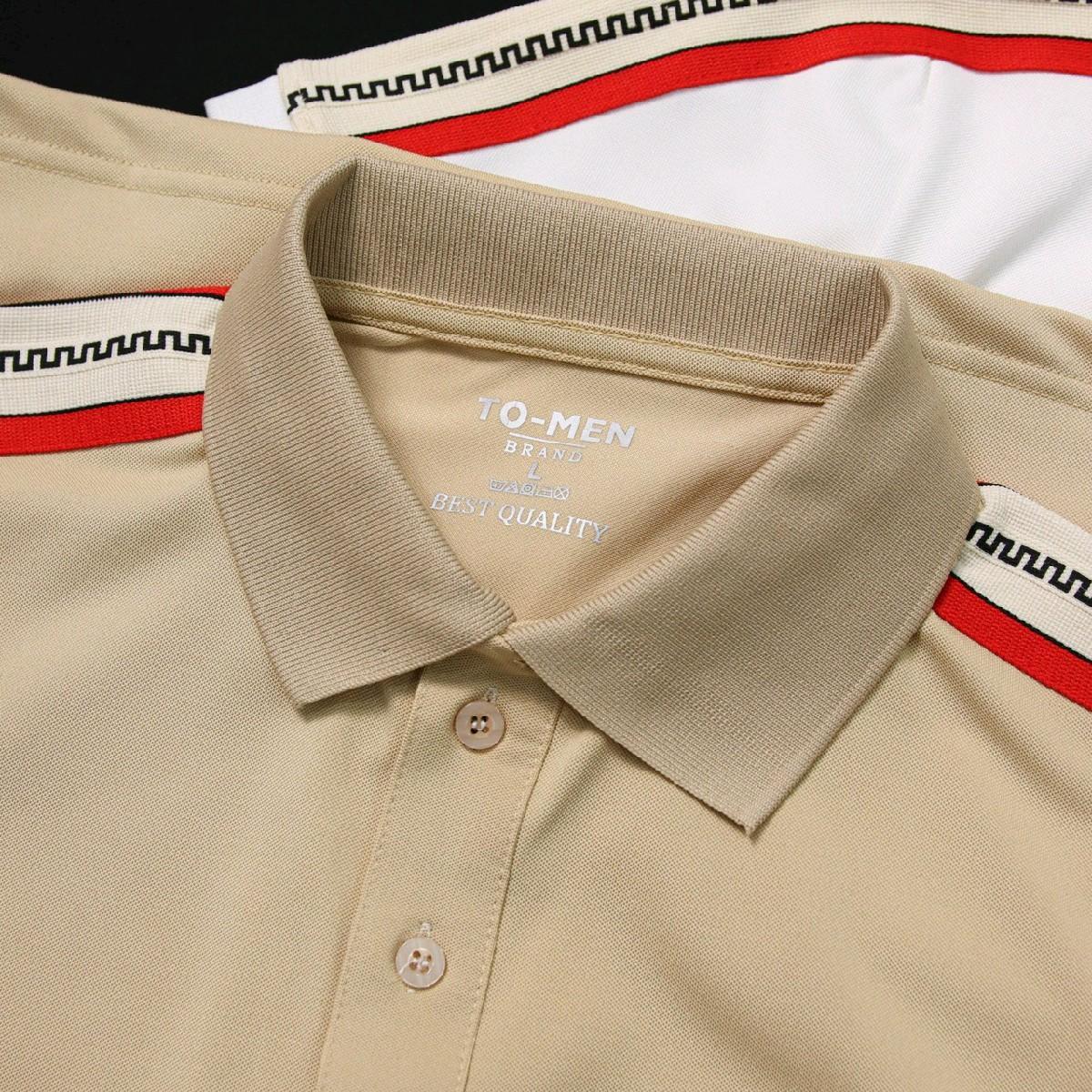 Mã Polo Cao Cấp Phối Viền Vai , Áo Có 3 Màu Be- Đen- Trắng Nam Menswear Shirt Có Cổ thông thường thanh lịch Ngắn Tay-duoc-ban-tai-BB-STore 2023