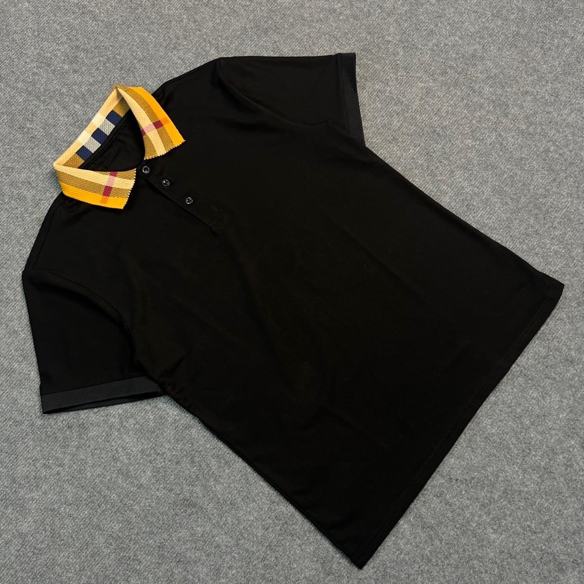 Áo Polo Nam Cao Cấp Bo Cổ Dệt Gai Kẻ Cổ Vàng Đen-Trắng, Chất Cotton Co Dãn - Ngắn Tay, Thun Menswear-duoc-ban-tai-BB-STore 2023