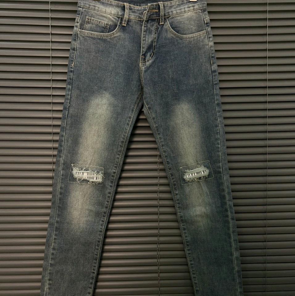Mã Quần Jean Nam Màu Xanh Rách Gối Bạ 2M MSP 04. Menswear Cotton Có Túi Pants-duoc-ban-tai-BB-STore 2023