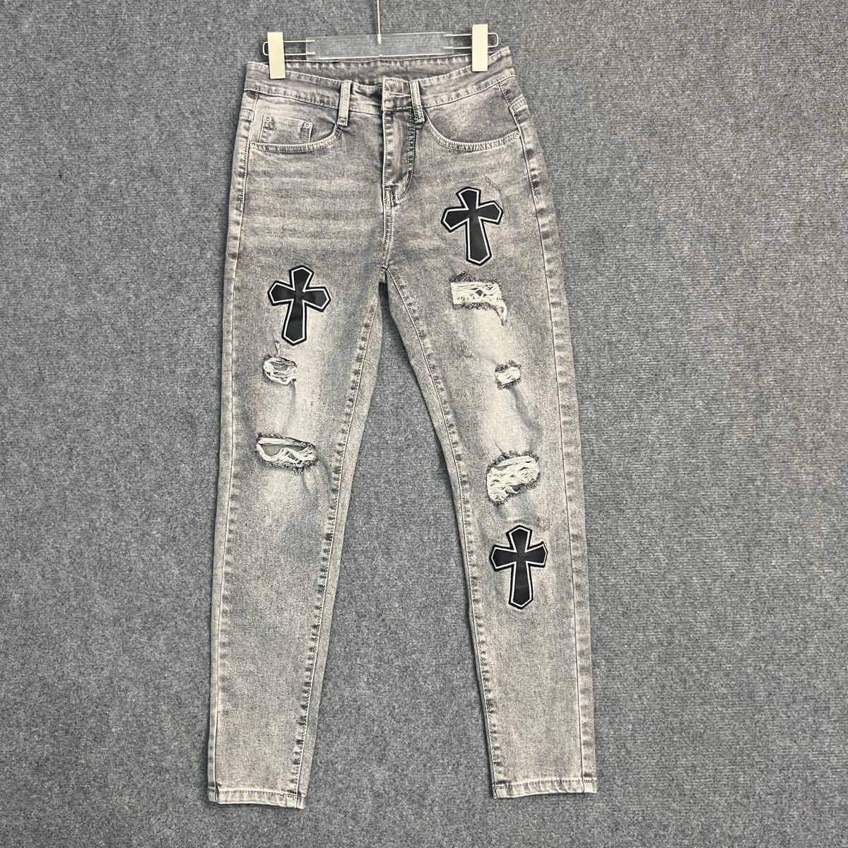 Quần Jean Nam Thêu Chữ Thập Phong Cách Sang Trọng - Có Túi Menswear Cotton quần  jeans Pants Tre-duoc-ban-tai-BB-STore 2023