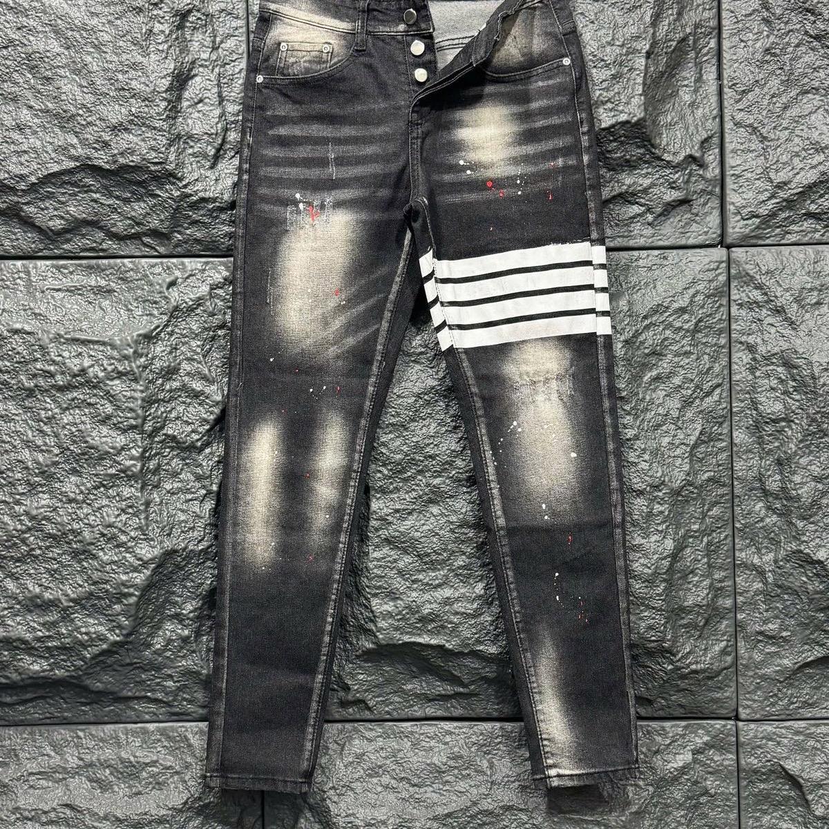 Mã Quần Jean Nam 4 Cúc , Khói Vảy Sơn 4 Vạch.Chất Demin Cotton. Menswear Pants-duoc-ban-tai-BB-STore 2023