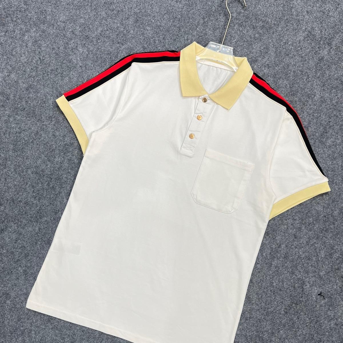 Áo Polo Nam Phối Viền Vai Cúc Bấm Kim Loại Vàng, Áo Có Hai Màu Đen -Trắng, Chất Cotton Co Dãn .-duoc-ban-tai-BB-STore 2023